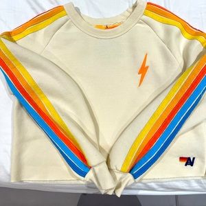 Limited Edition - BOLT EMBROIDERY CLASSIC CROPPED CREW SWEATSHIRT- Vintage white